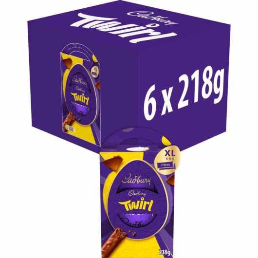 Cadbury Twirl Luxury Chocolate Easter Egg 218g (Box of 6)