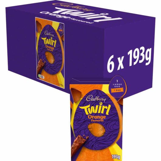 Cadbury Orange Twirl Chocolate Easter Egg 193g (Box of 6)