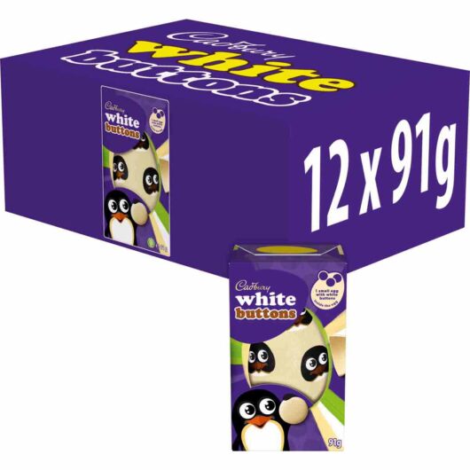 Cadbury White Chocolate Buttons Easter Egg 91g (Box of 12)