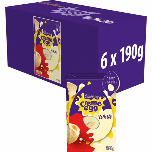 Cadbury White Creme Egg Chocolate Easter Egg L 190g (Box of 6)