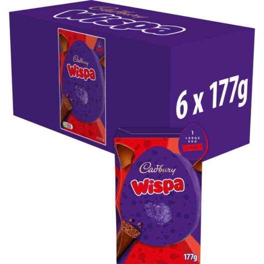 Cadbury Wispa Chocolate Easter Egg 177g (Box of 6)