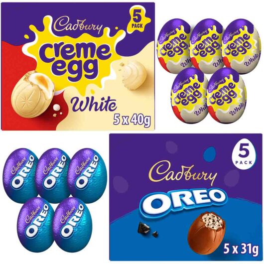 Cadbury Oreo Egg & White Creme Egg Filled Egg 5 Pack (Bundle of 2)